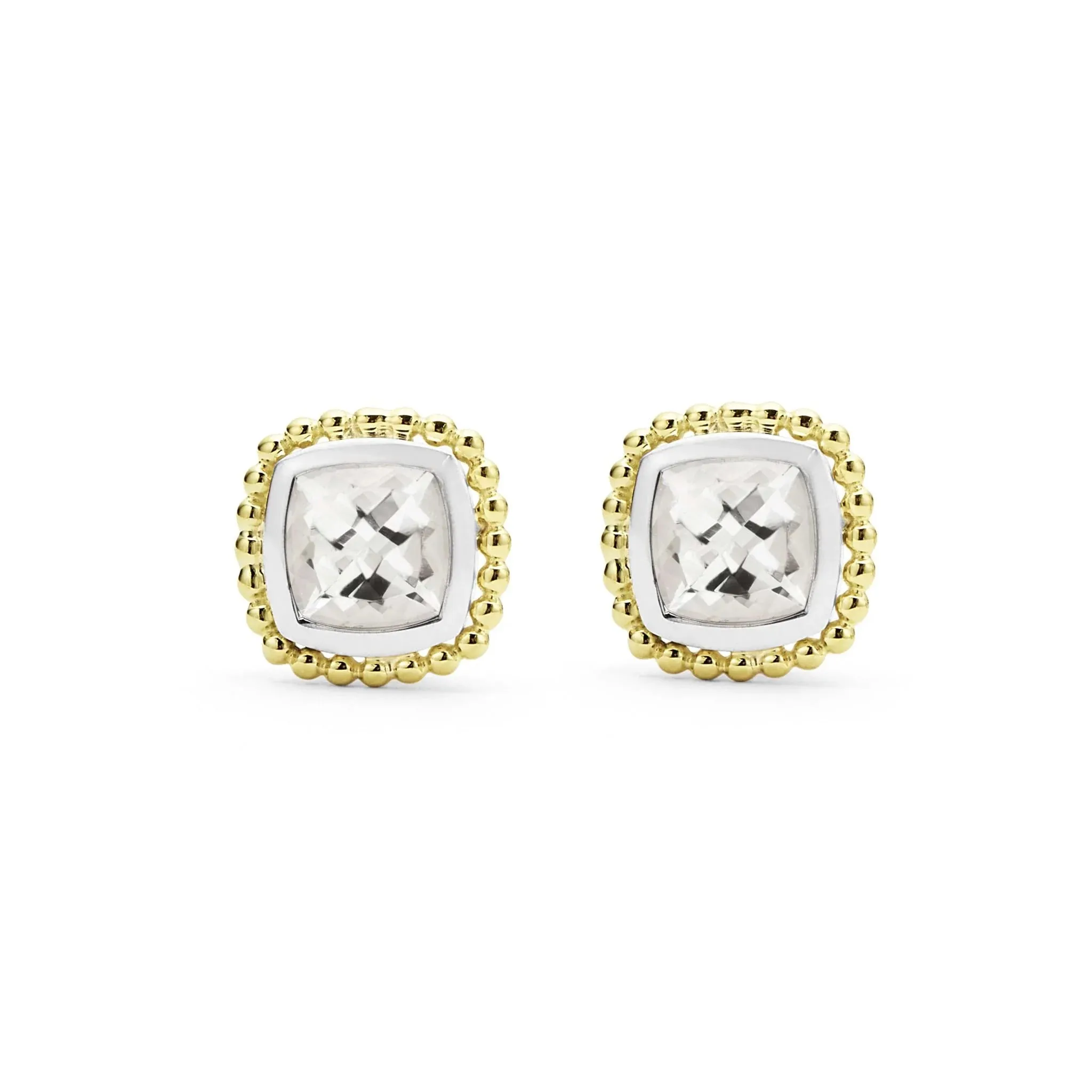 White Topaz Caviar Stud Earrings