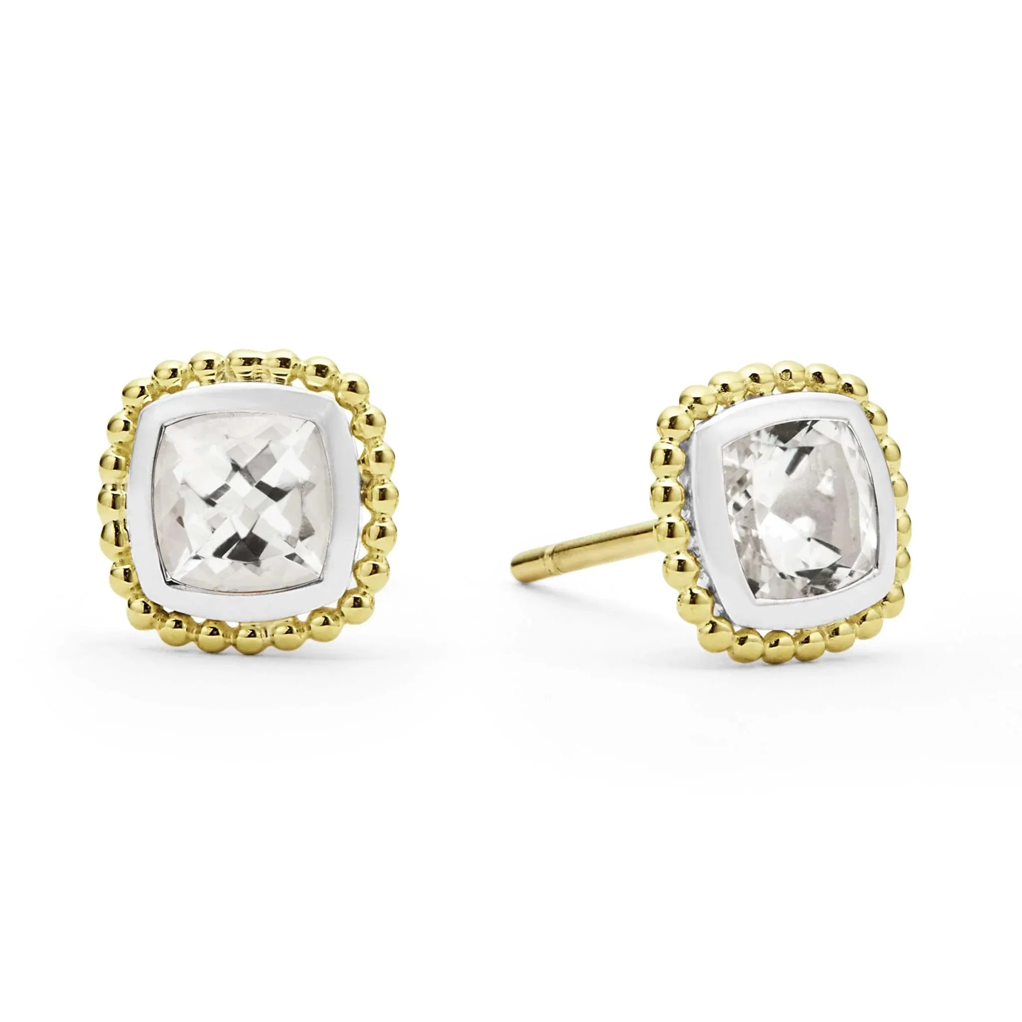 White Topaz Caviar Stud Earrings