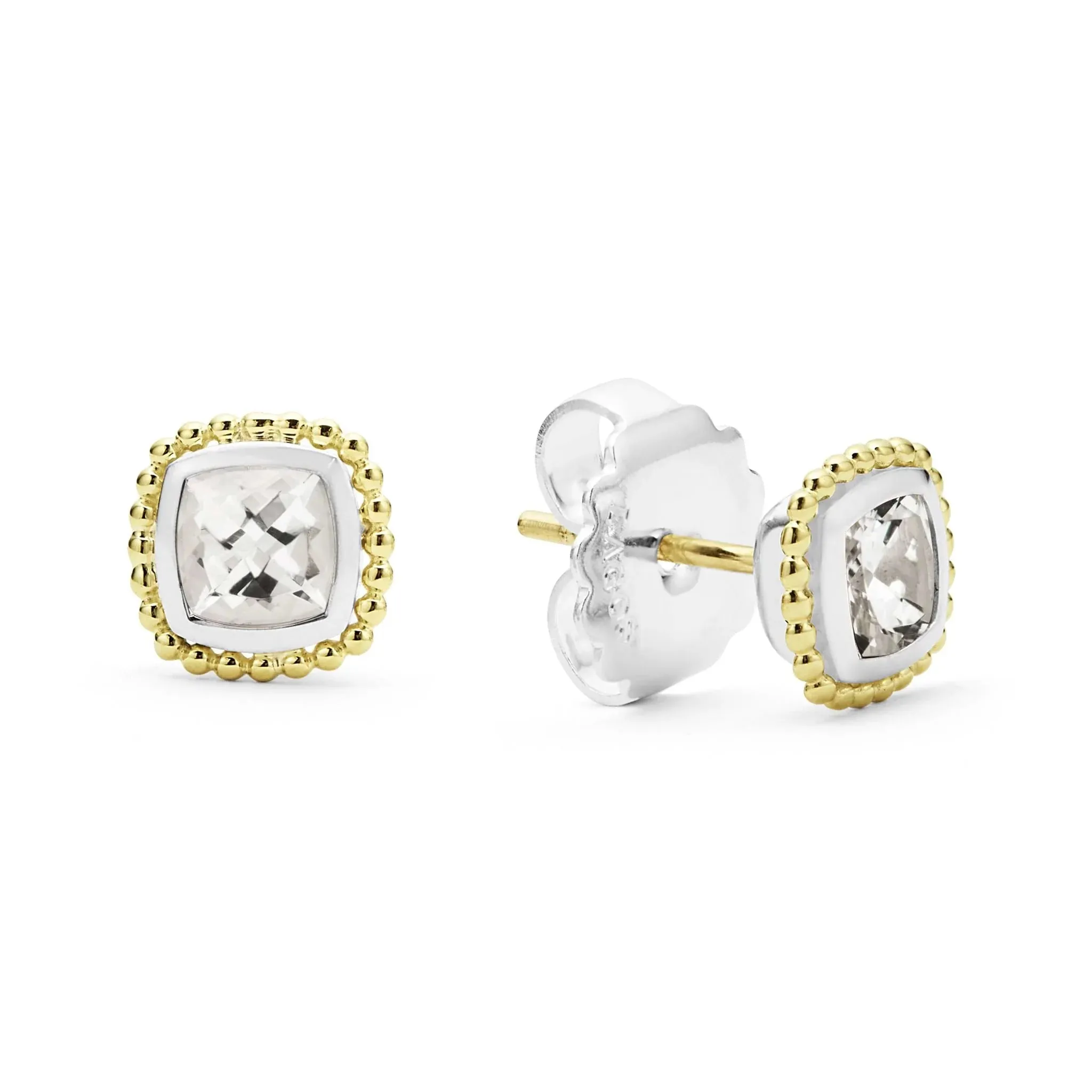 White Topaz Caviar Stud Earrings