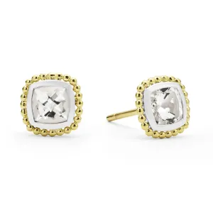 White Topaz Caviar Stud Earrings