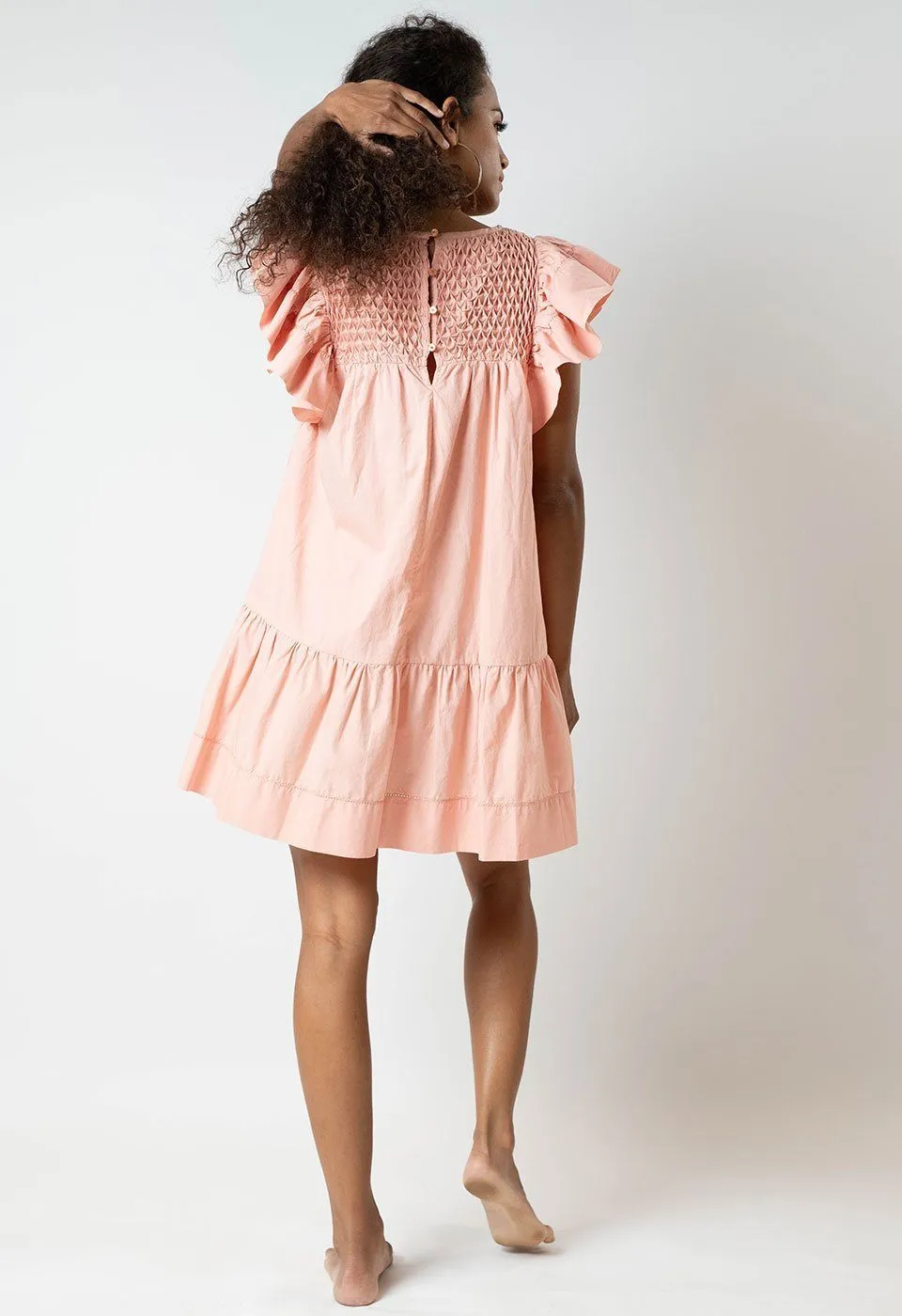 WISH YOU WERE MINE - HAND SMOCK RUFFLE MINI DRESS