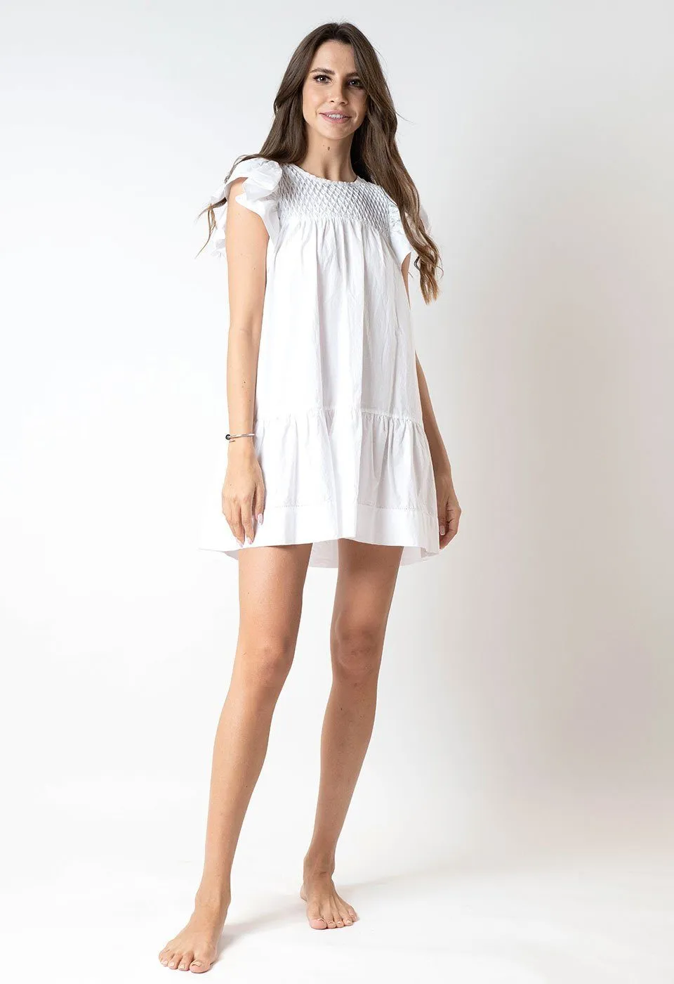 WISH YOU WERE MINE - HAND SMOCK RUFFLE MINI DRESS