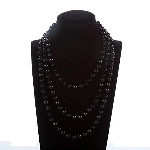 Yellow Chimes Latest Fashion Pearl Multilayer Long Necklace for Women & Girls (Black)